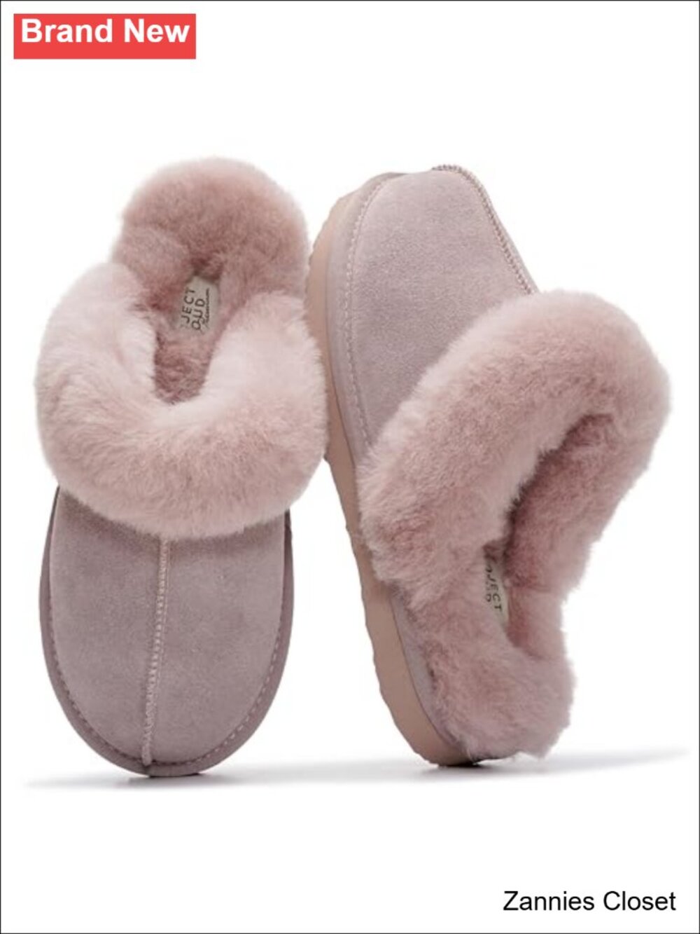 ✨ Project Cloud Womens 100% Genuine Leather Fur-Lined Clog Slippers Memory Foam
